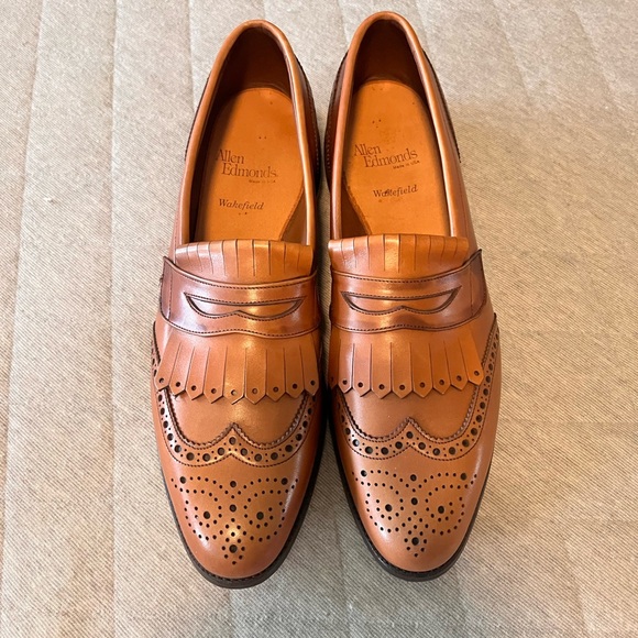 ALLEN EDMONDS Sz 11 AAA Wakefield Slipon Brown Leather Loafers Worn 1 x Orig$425 main image 12